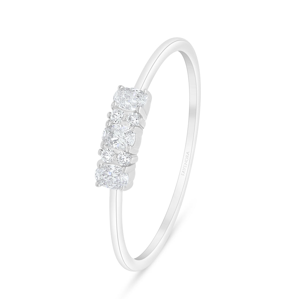 Sterling Silver 925 Ring Rhodium Plated Embedded With White Zircon