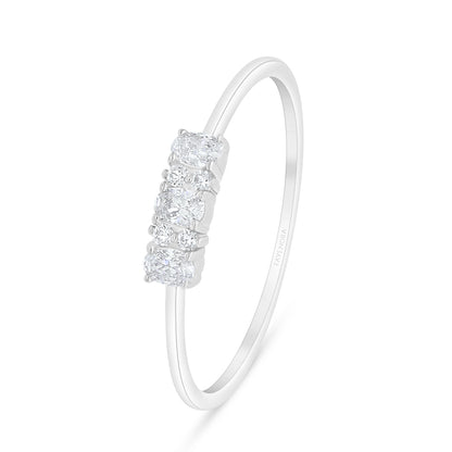 Sterling Silver 925 Ring Rhodium Plated Embedded With White Zircon