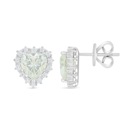 Sterling Silver 925 Earring Rhodium Plated Embedded With Diamond Zircon And White Zircon