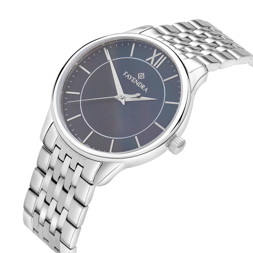 Stainless Steel 316L Watch Silver Color For Men - BLACK MOP DIAL