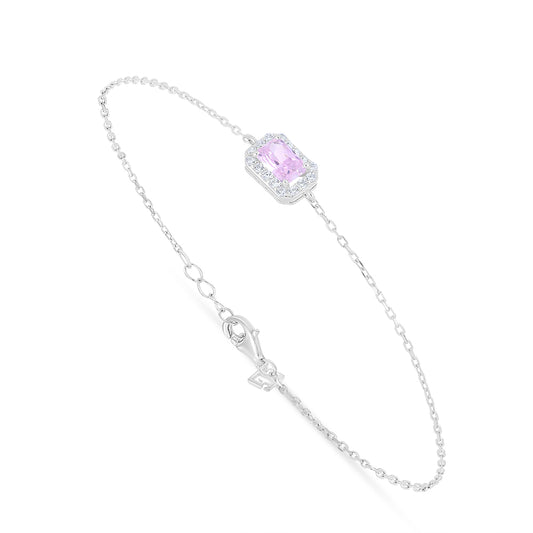 اسورة من الفضة الخالصة عيار 925 مطلية روديوم مرصعة زركون بنك و فص ابيض