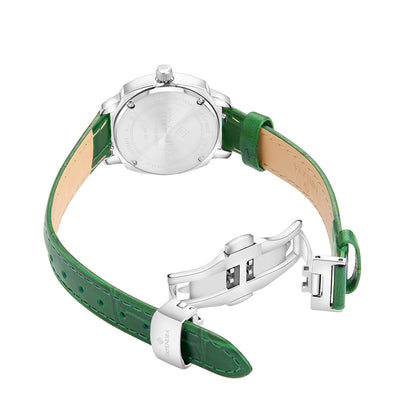 Stainless Steel 316L Watch Silver Color Green Leather - GREEN METAL DIAL
