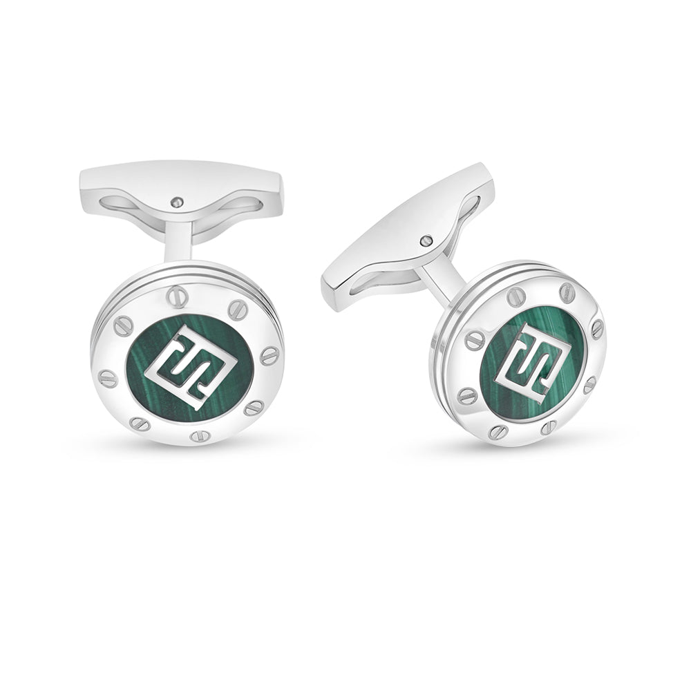 كبك ستانلس ستيل لون فضي عيار L316 مرصع احجار ملاكايت Shiny Steel 