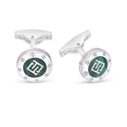 كبك ستانلس ستيل لون فضي عيار L316 مرصع احجار ملاكايت Shiny Steel 