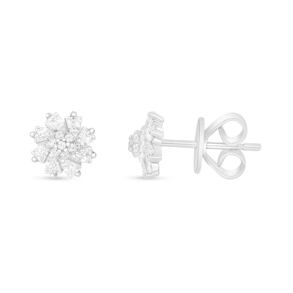 Sterling Silver 925 Earring Rhodium Plated Embedded With White Zircon