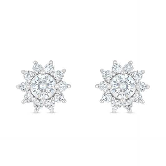 Sterling Silver 925 Earring Rhodium Plated Embedded With White Zircon