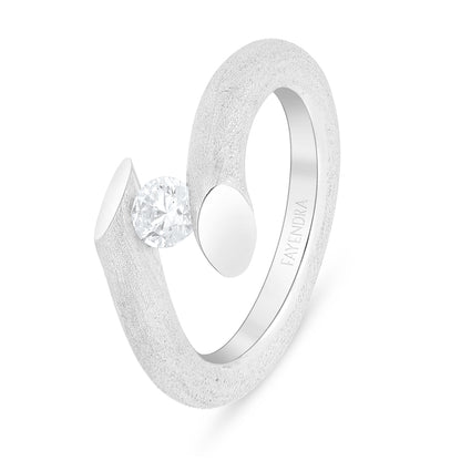 Sterling Silver 925 Ring Rhodium Plated Embedded With White Zircon