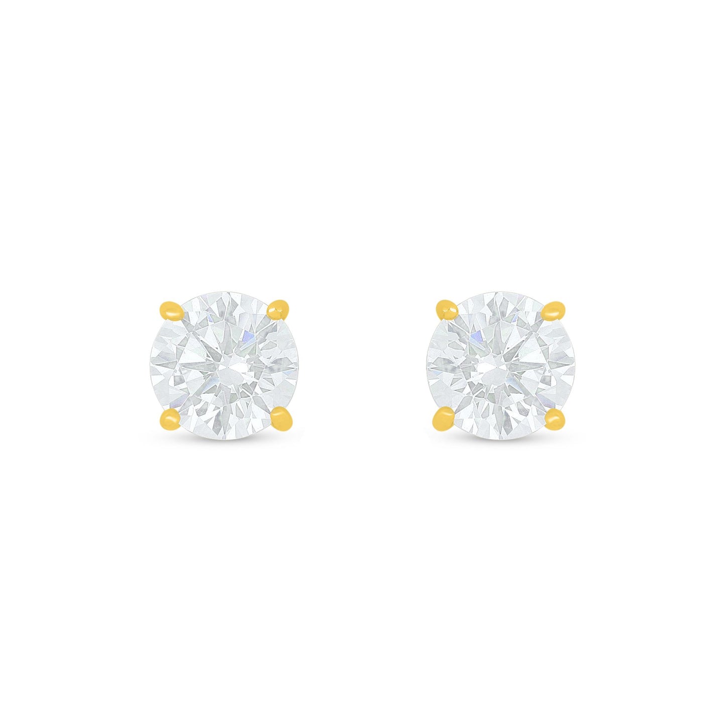 Sterling Silver 925 Earring Golden Plated Embedded With White Zircon