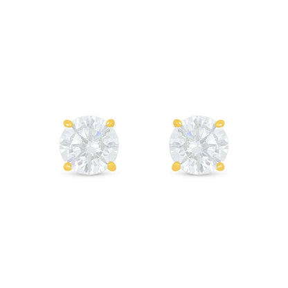 Sterling Silver 925 Earring Golden Plated Embedded With White Zircon