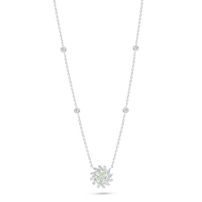 Sterling Silver 925 Necklace Rhodium Plated Embedded With Diamond Zircon And White Zircon