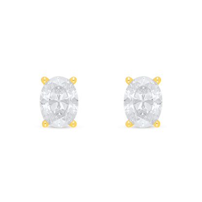 Sterling Silver 925 Earring Golden Plated Embedded With White Zircon