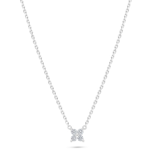 Sterling Silver 925 Necklace Rhodium Plated Embedded With White Zircon