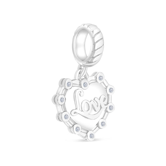 Sterling Silver 925 Pendant Rhodium Plated Embedded With White CZ