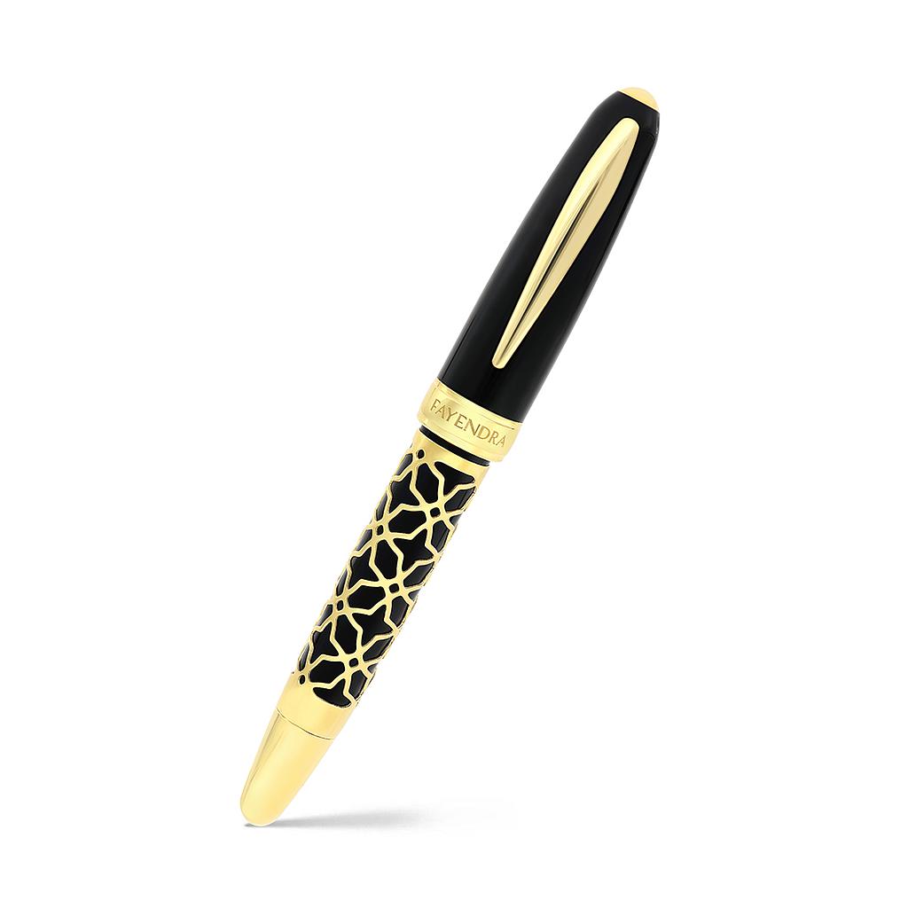 Fayendra Pen Black And Gold Plated Black Resin