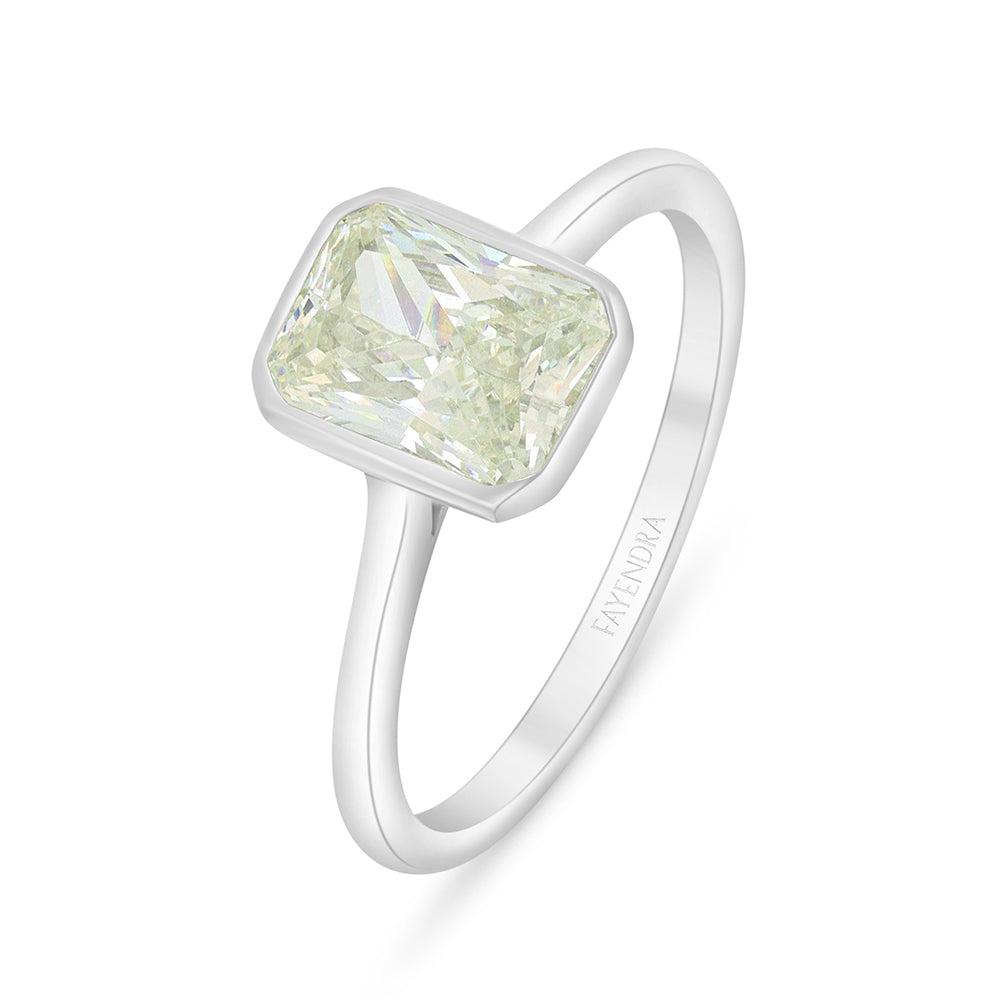Sterling Silver 925 Ring Rhodium Plated Embedded With Diamond Zircon