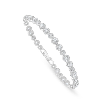 اسورة من الفضة الخالصة عيار 925 مطلي روديوم مرصع فص ابيض