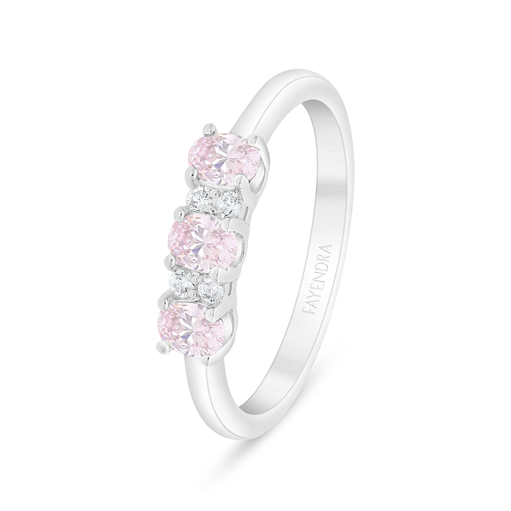 خاتم من الفضة الخالصة عيار 925 مطلي روديوم مرصع زركون بنك و فص ابيض