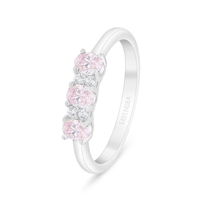 خاتم من الفضة الخالصة عيار 925 مطلي روديوم مرصع زركون بنك و فص ابيض