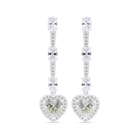 Sterling Silver 925 Earring Rhodium Plated Embedded With Diamond Zircon And White Zircon