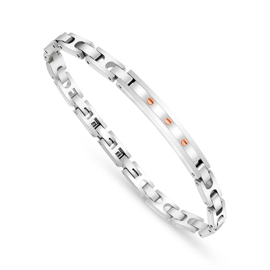 Stainless Steel 316L And 304 L Bracelet, Silver And Rose Gold Color For Men
