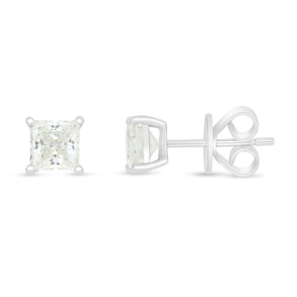 Sterling Silver 925 Earring Rhodium Plated Embedded With Diamond Zircon