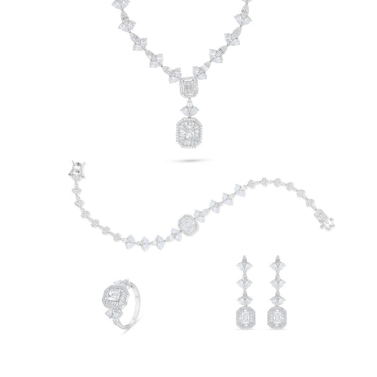 Sterling Silver 925 Set Rhodium Plated Embedded With White Zircon