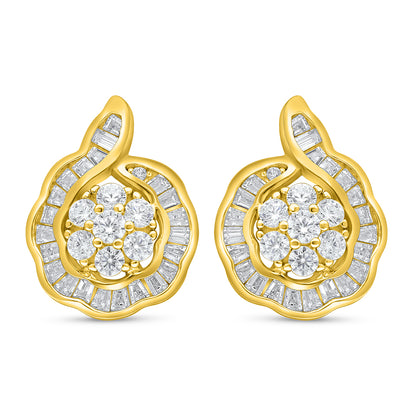 Sterling Silver 925 Earring Golden Plated Embedded With White Zircon