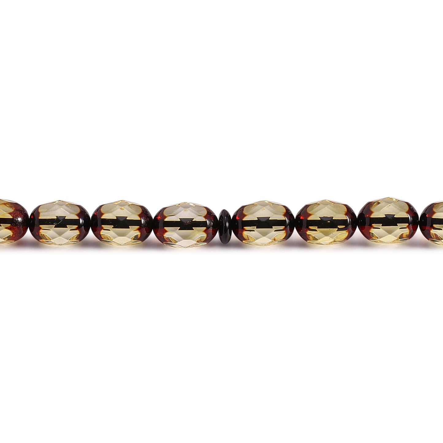 سبحة 33 كهرمان طبيعي اخضر زيتونة 9*13 مل Faceted شرابة قماش
