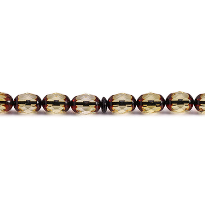 سبحة 33 كهرمان طبيعي اخضر زيتونة 9*13 مل Faceted شرابة قماش