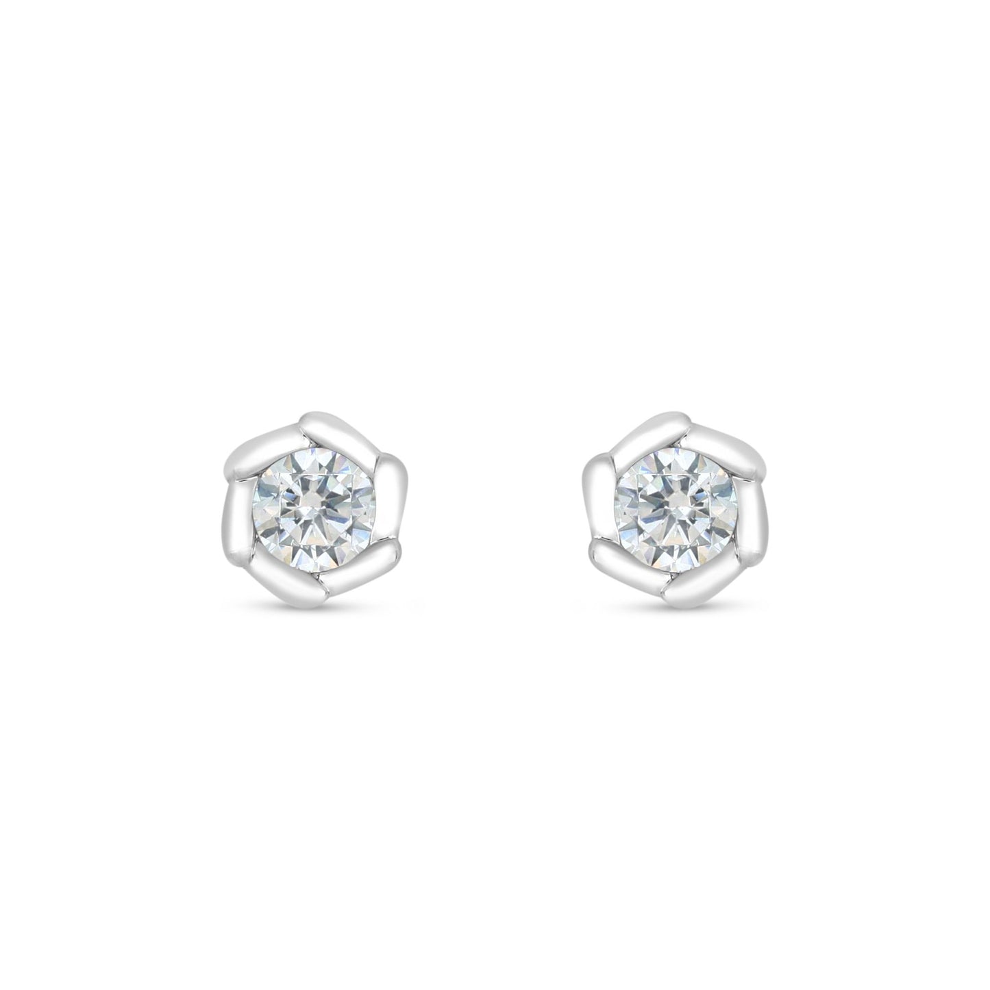 Sterling Silver 925 Earring Rhodium Plated Embedded With Diamond Zircon And White Zircon