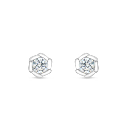 Sterling Silver 925 Earring Rhodium Plated Embedded With Diamond Zircon And White Zircon