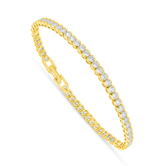 Sterling Silver 925 Bracelet Golden Plated Embedded With White Zircon