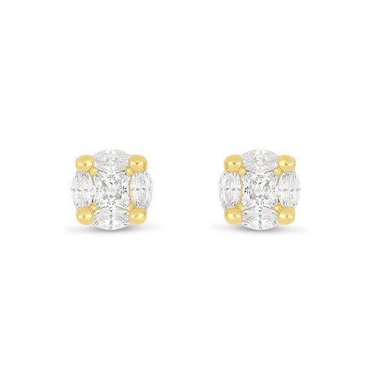Sterling Silver 925 Earring Golden Plated Embedded With White Zircon