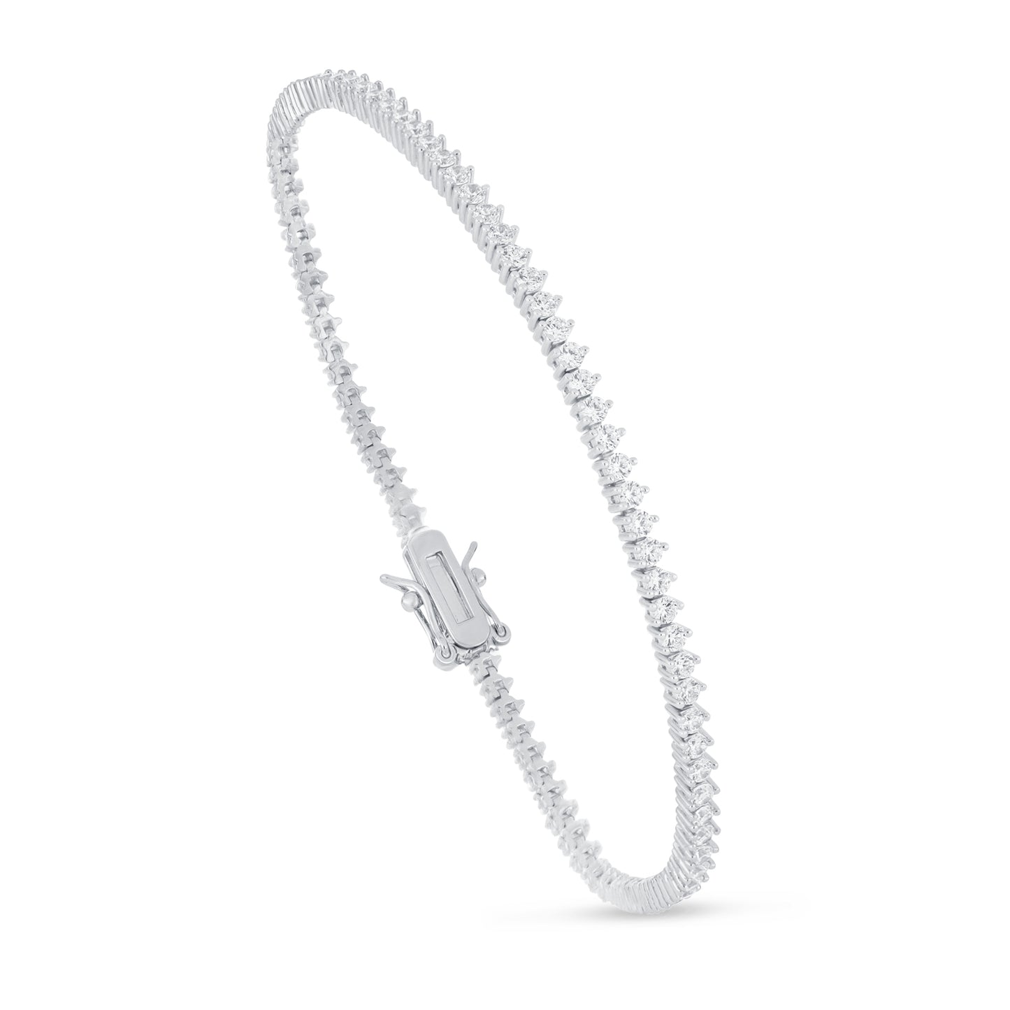Sterling Silver 925 Bracelet Rhodium Plated Embedded With White Zircon