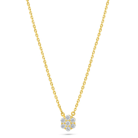 Sterling Silver 925 Necklace Golden Plated Embedded With White Zircon