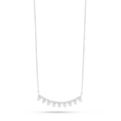 Sterling Silver 925 Necklace Rhodium Plated Embedded With White Zircon