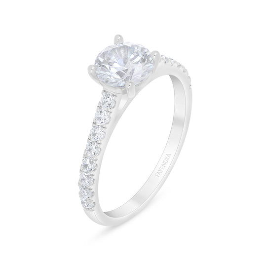 خاتم من الفضة الخالصة عيار 925 مطلي روديوم مرصع فص ابيض