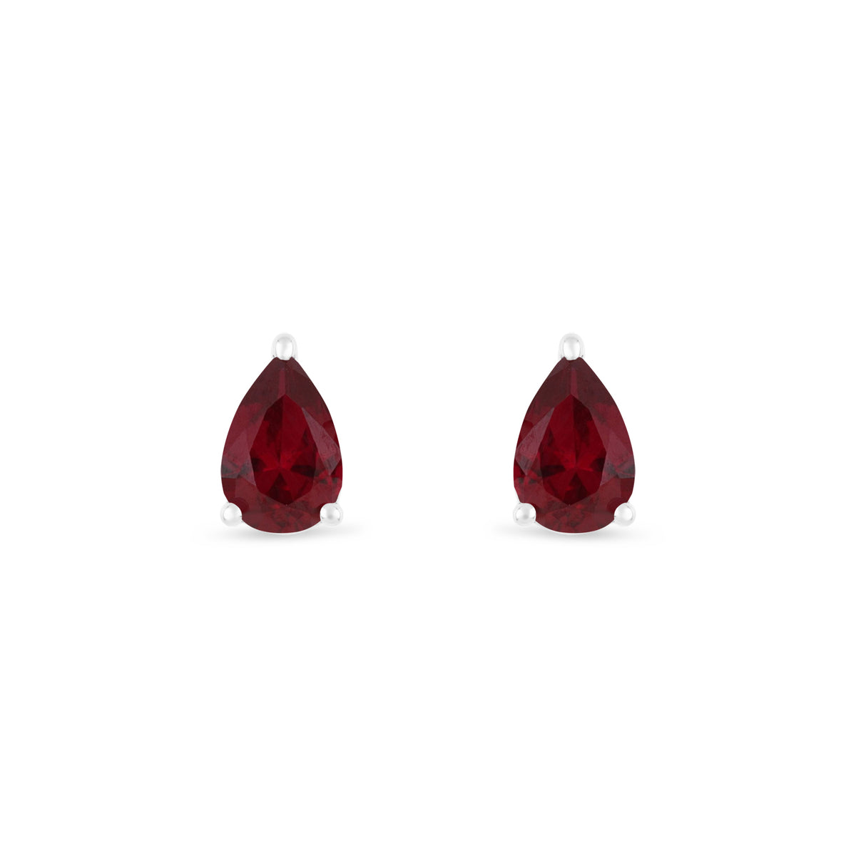 Sterling Silver 925 Earring Rhodium Plated Embedded With Ruby Corundum