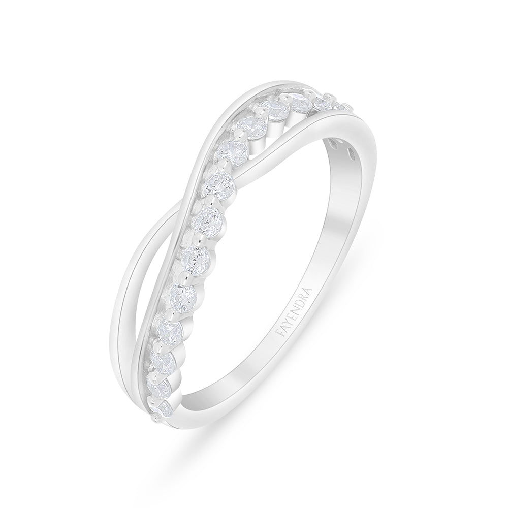 خاتم من الفضة الخالصة عيار 925 مطلي روديوم مرصع فص ابيض