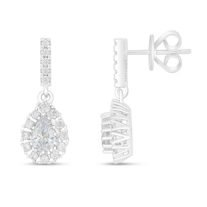 Sterling Silver 925 Earring Rhodium Plated Embedded With White Zircon