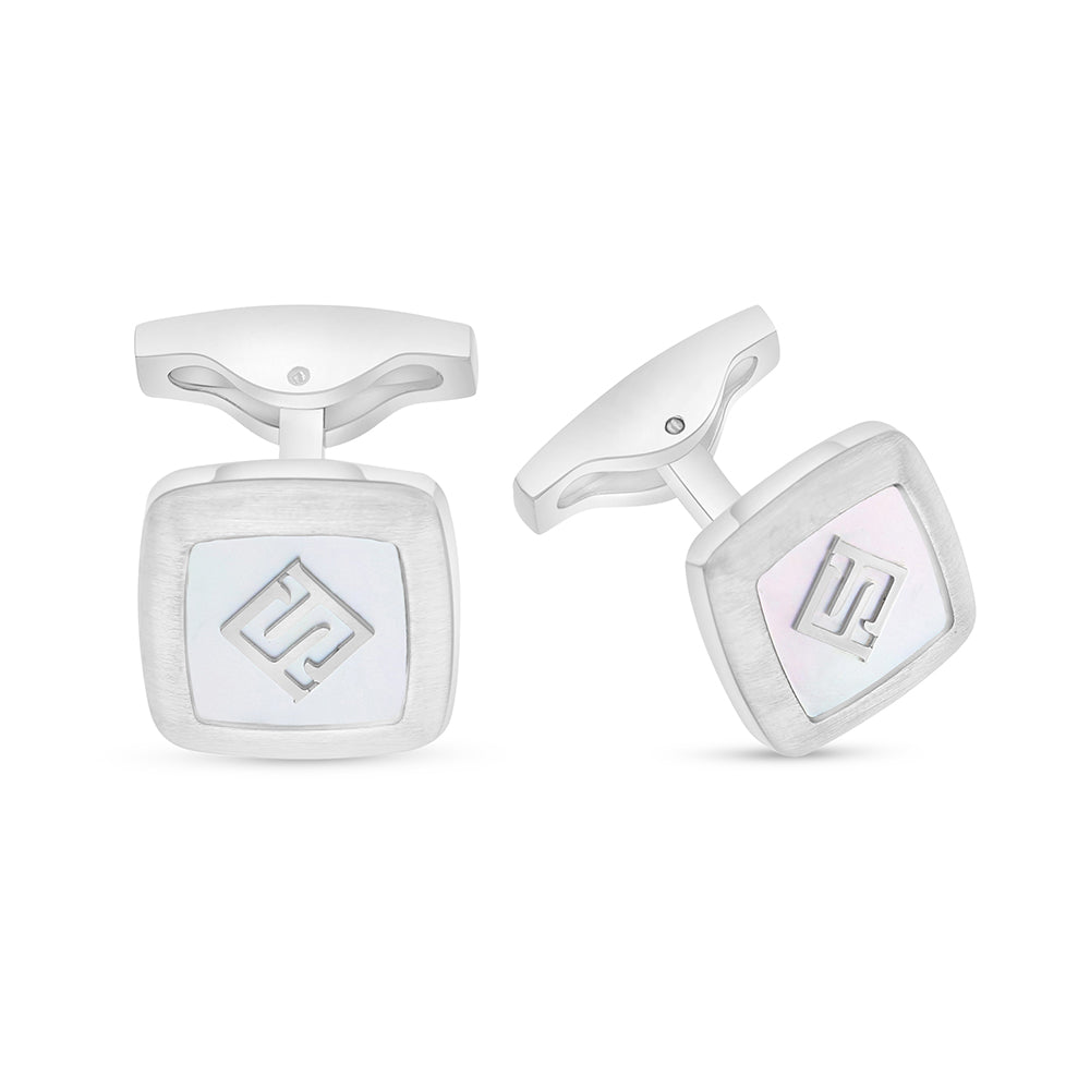 كبك ستانلس ستيل لون فضي عيار L316 مرصع احجار صدف ابيض Shiny Steel 