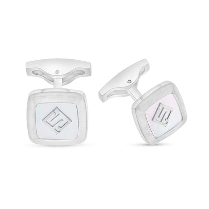 كبك ستانلس ستيل لون فضي عيار L316 مرصع احجار صدف ابيض Shiny Steel 