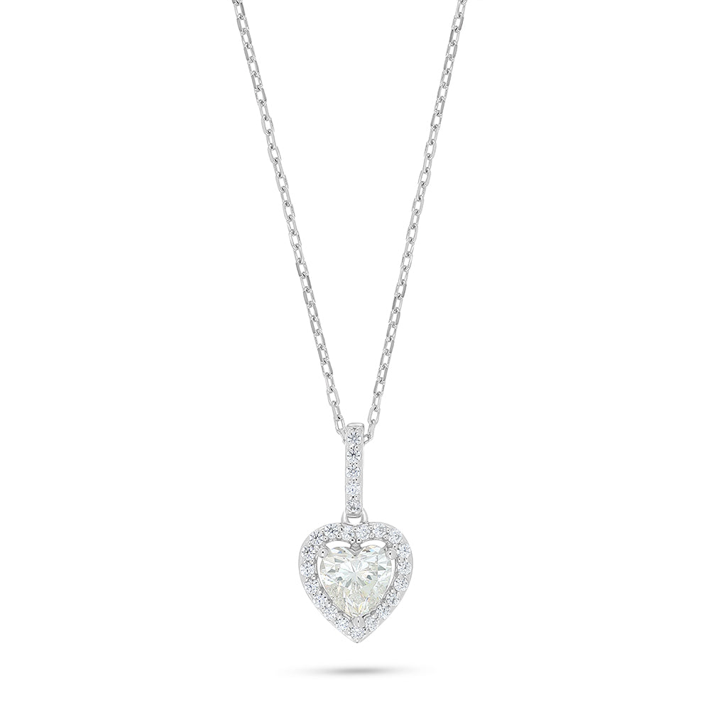Sterling Silver 925 Necklace Rhodium Plated Embedded With Diamond Zircon And White Zircon