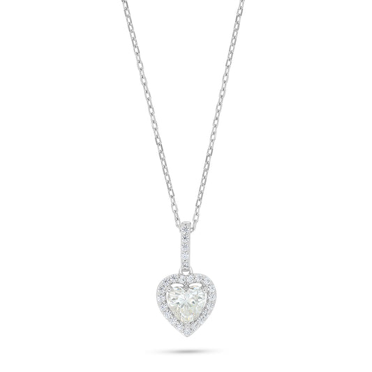 Sterling Silver 925 Necklace Rhodium Plated Embedded With Diamond Zircon And White Zircon