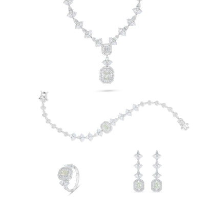 Sterling Silver 925 Set Rhodium Plated Embedded With Diamond Zircon And White Zircon