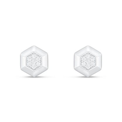 Sterling Silver 925 Earring Rhodium Plated Embedded With White Zircon
