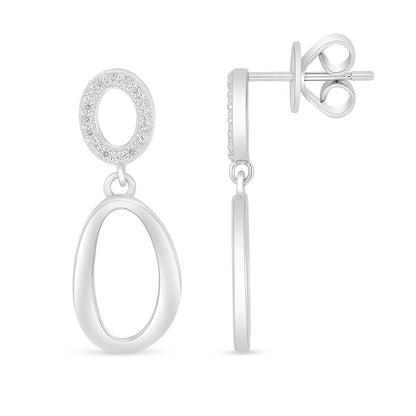 اقراط من الفضة الخالصة عيار 925 مطلية روديوم مرصعة فص ابيض