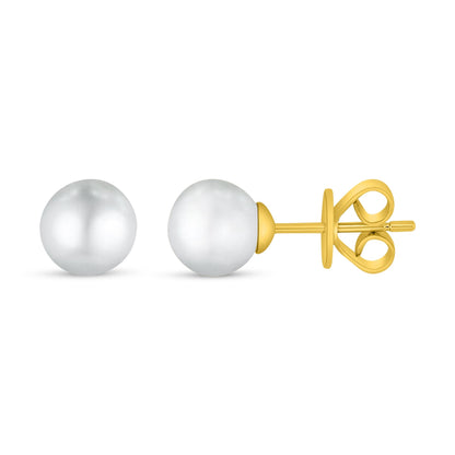 Sterling Silver 925 Earring Golden Plated Embedded With Natural White Pearl