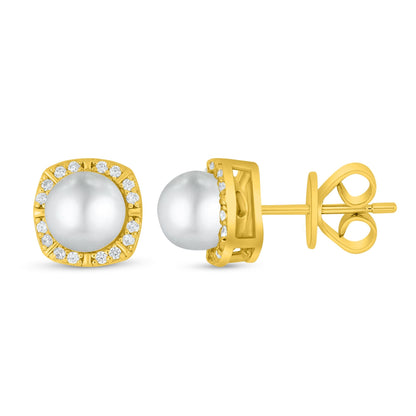 Sterling Silver 925 Earring Golden Plated Embedded With Natural White Pearl And White Zircon