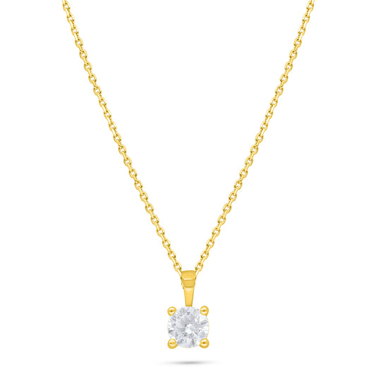 Sterling Silver 925 Necklace Golden Plated Embedded With White Zircon